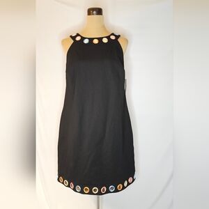 Cartese Black Mini Dress with Colorful Accents